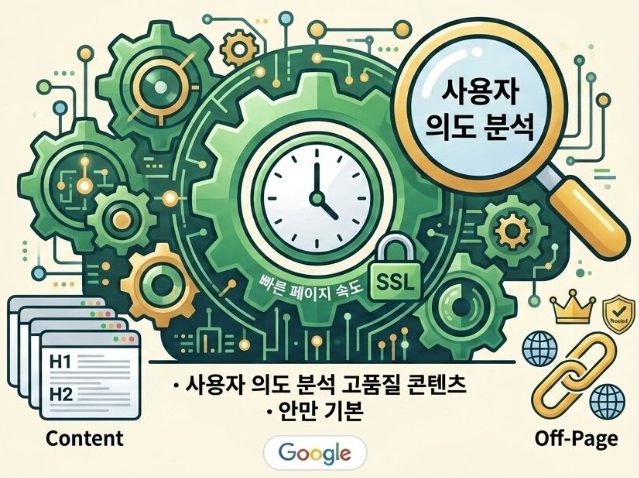 구글 검색 우선 순위 최적화 전후 트래픽 변화 설명 이미지